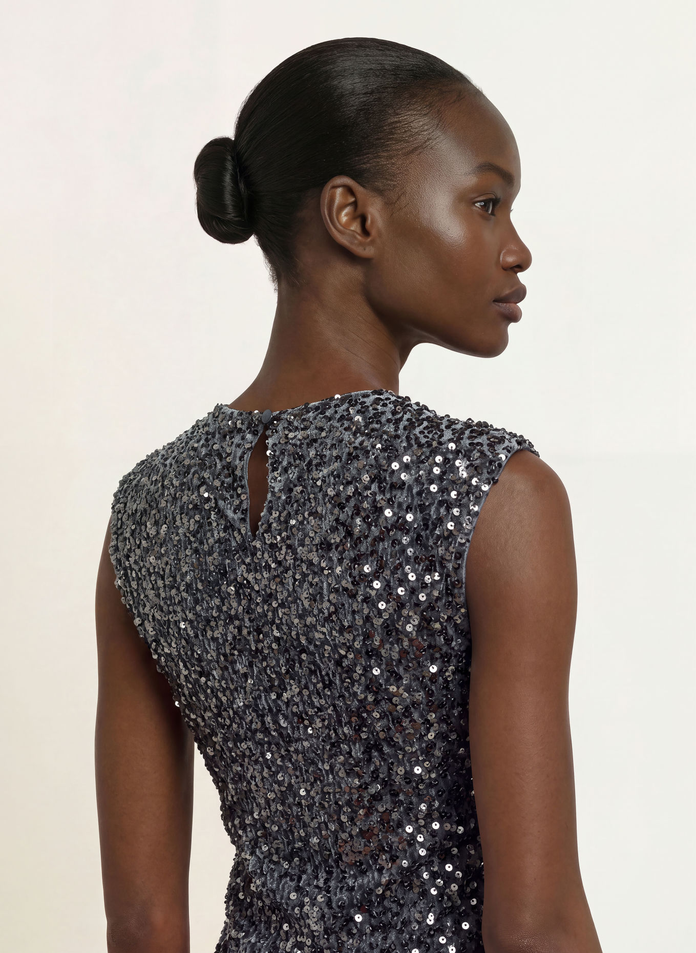 TED BAKER Mesh-Top VIELIE mit Pailletten: DUNKELGRAU