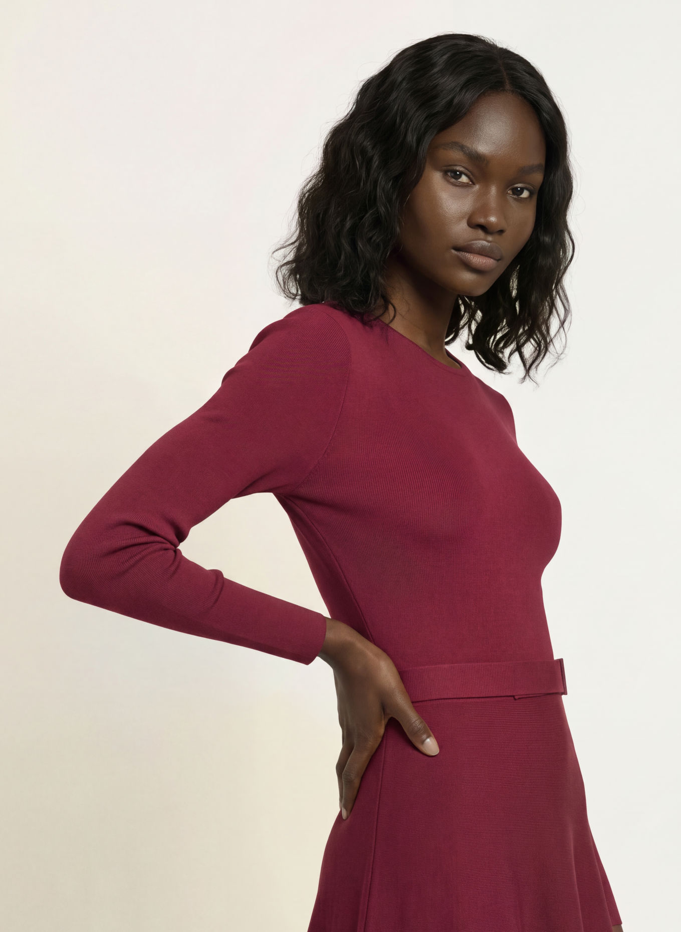 TED BAKER TALMAH Knit Dress: DARK RED