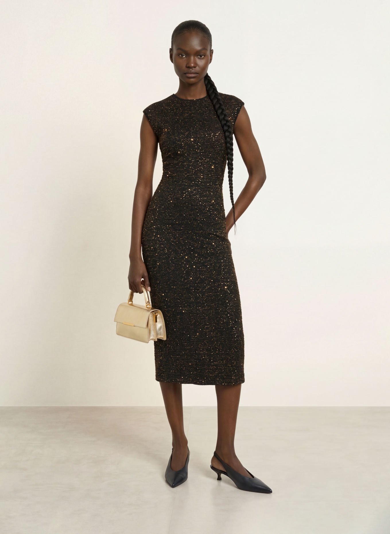 TED BAKER Strickkleid MYLLA mit Pailletten: SCHWARZ / GOLD