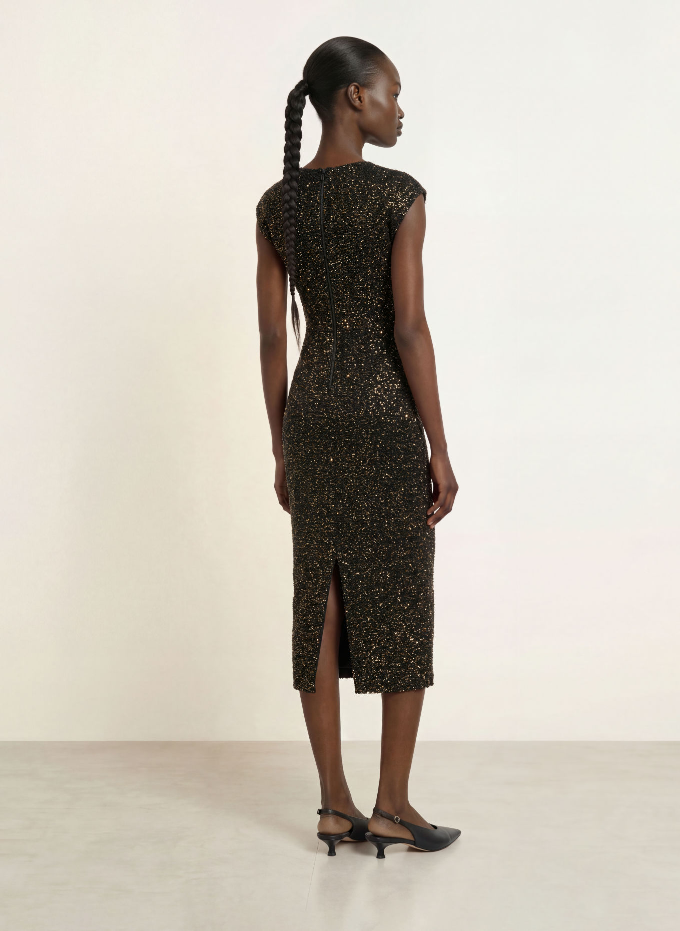 TED BAKER Strickkleid MYLLA mit Pailletten: SCHWARZ / GOLD