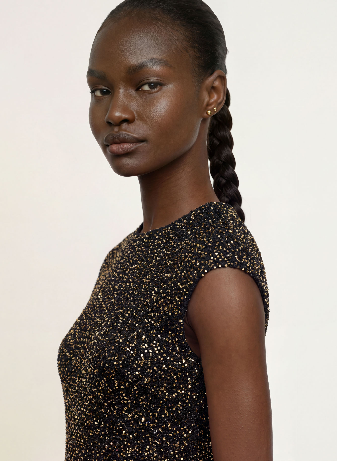 TED BAKER Strickkleid MYLLA mit Pailletten: SCHWARZ / GOLD
