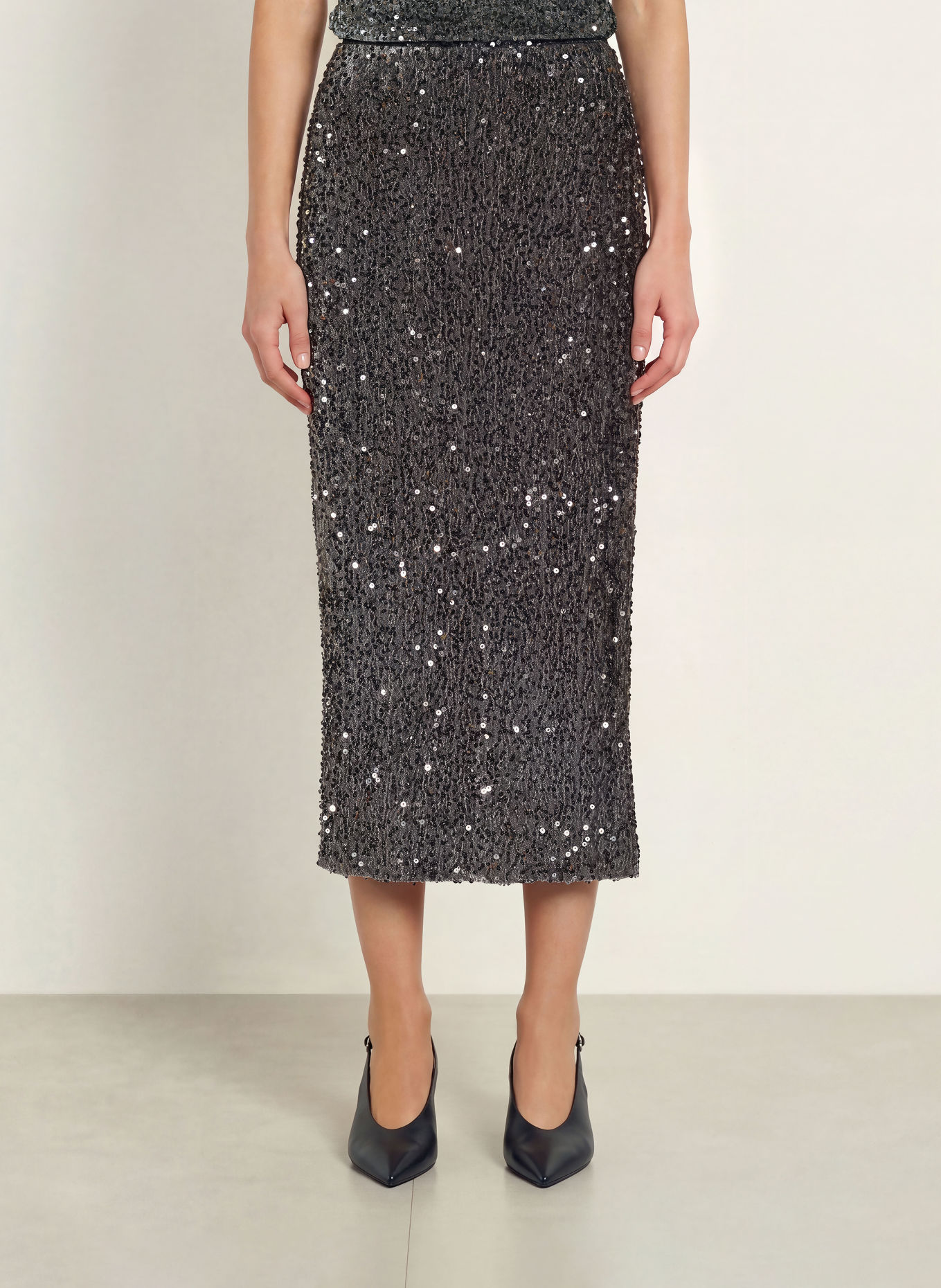 TED BAKER SERENI Velvet Skirt with Sequins: DARK GRAY