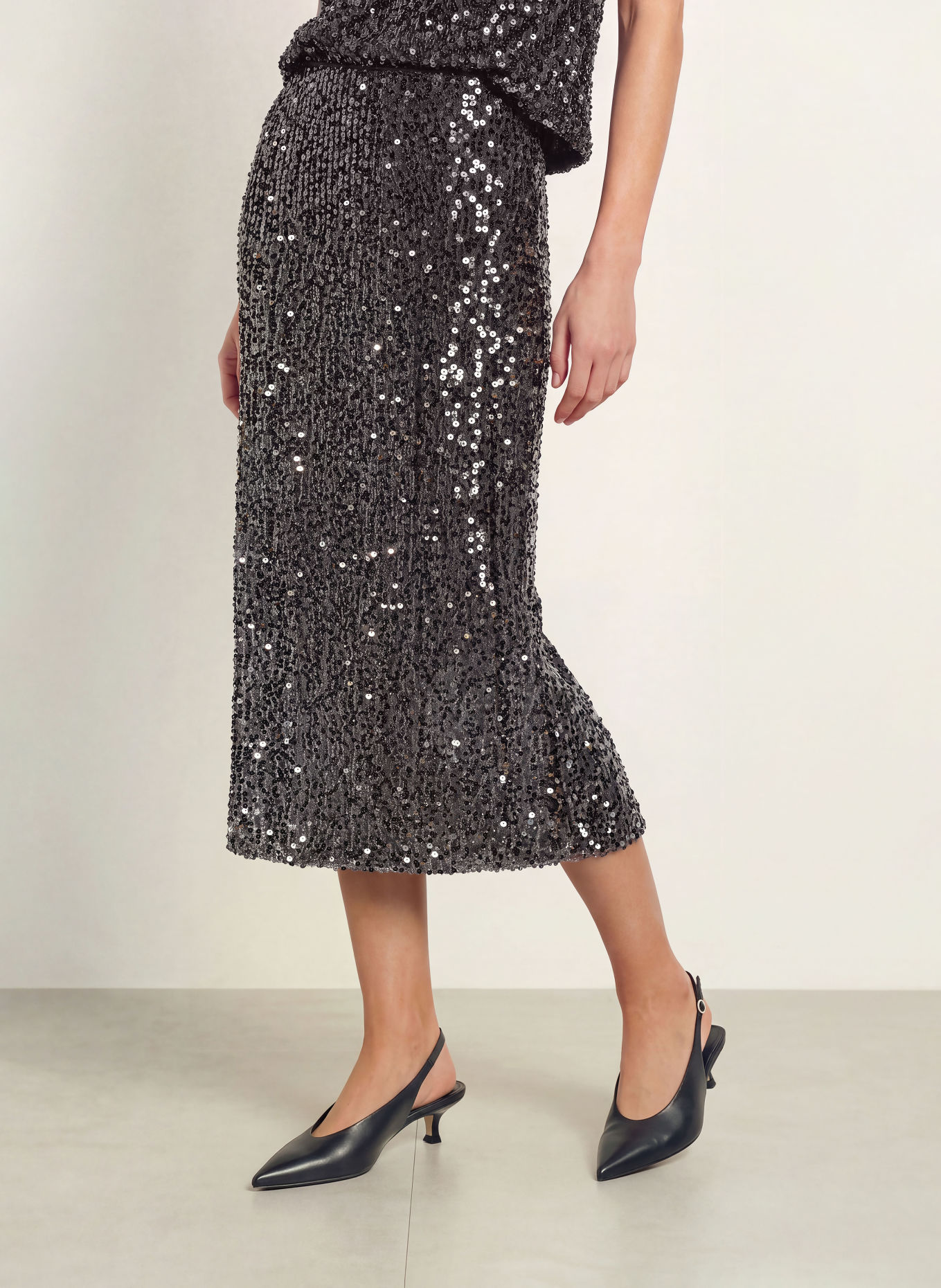 TED BAKER SERENI Velvet Skirt with Sequins: DARK GRAY