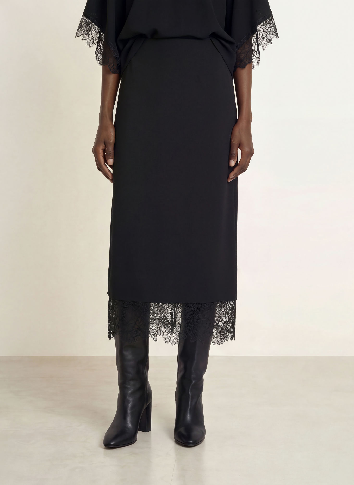 TED BAKER RIISAL-rok met kant: ZWART