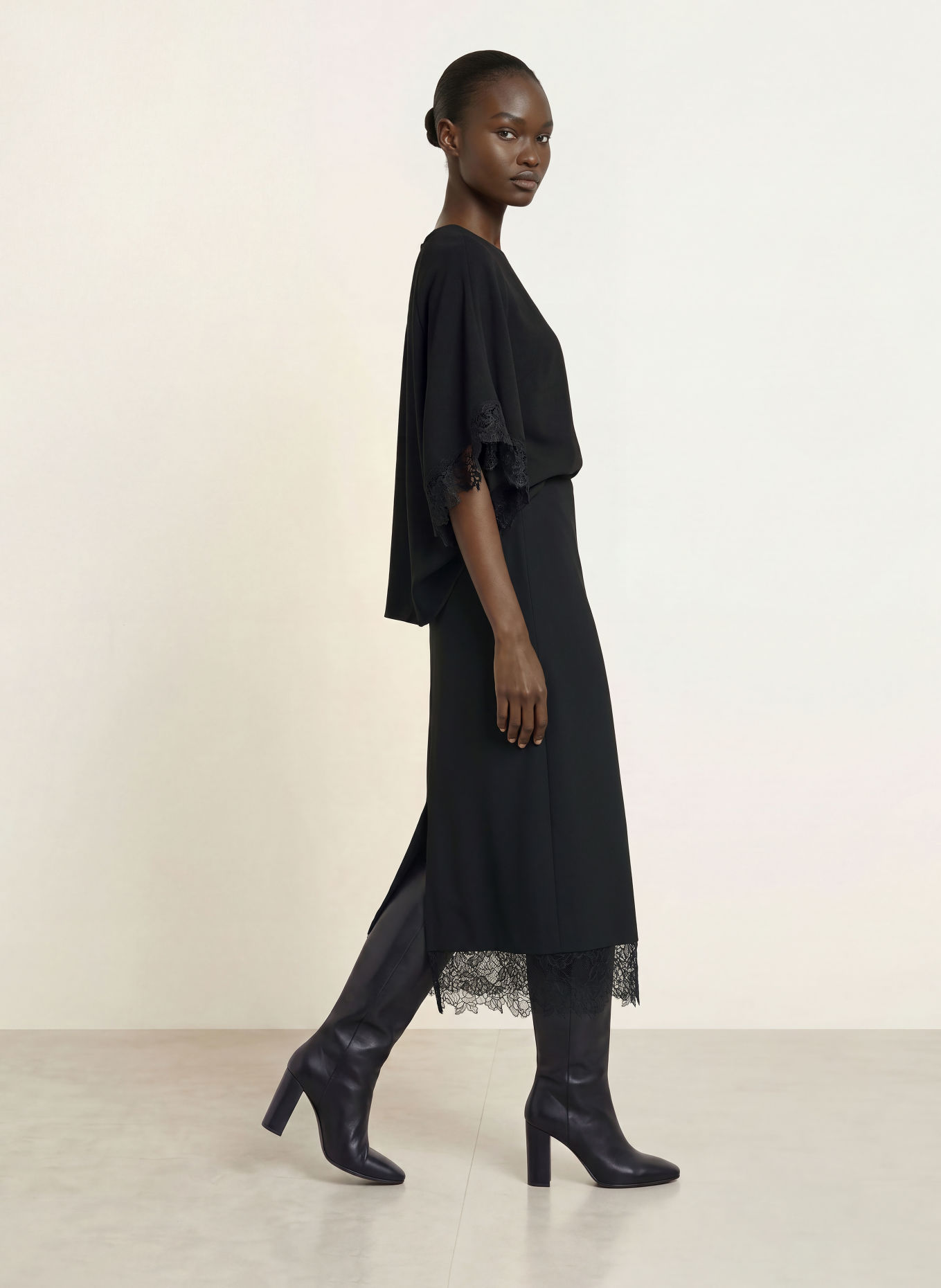 TED BAKER RIISAL-rok met kant: ZWART