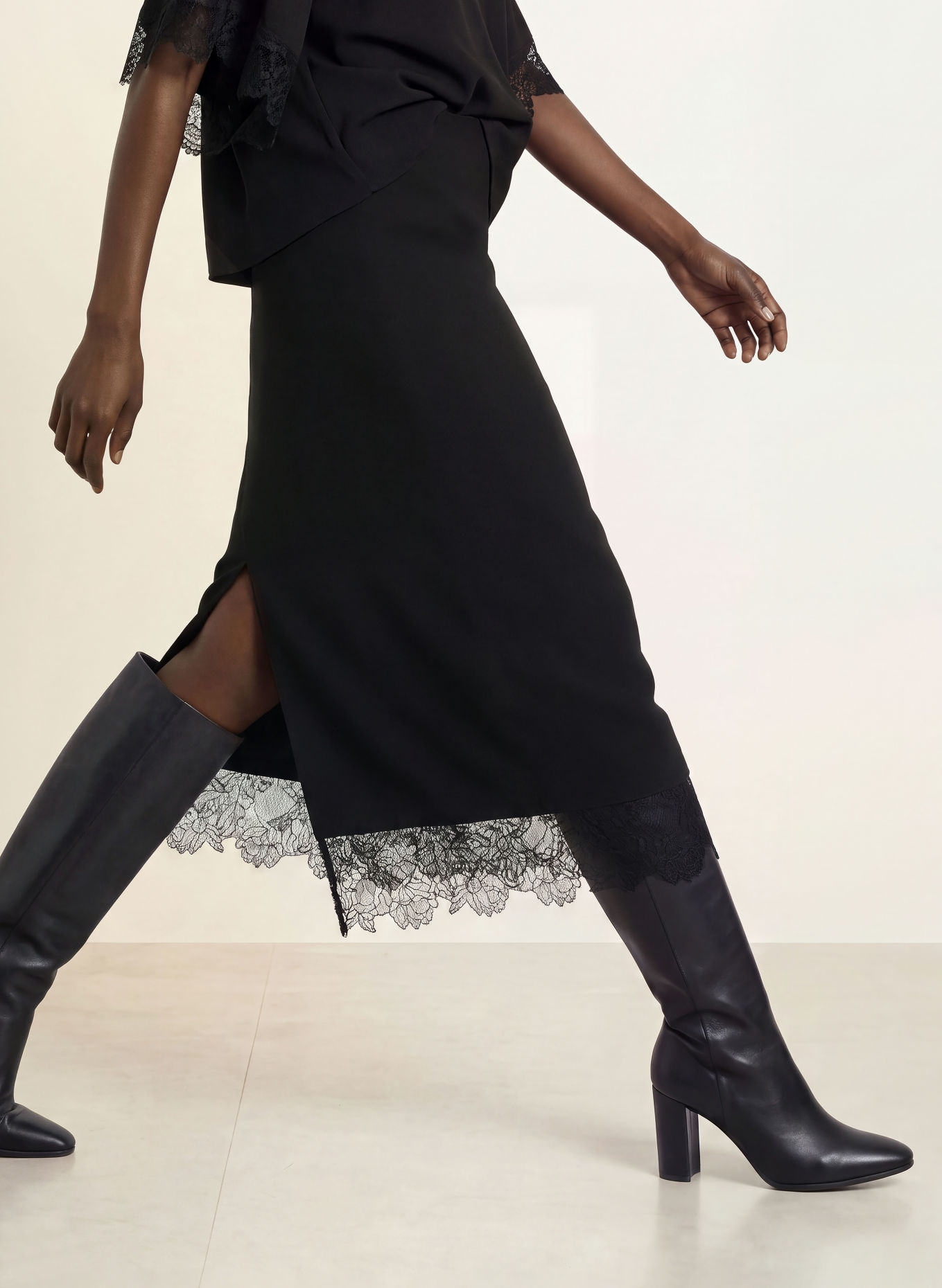 TED BAKER RIISAL-rok met kant: ZWART