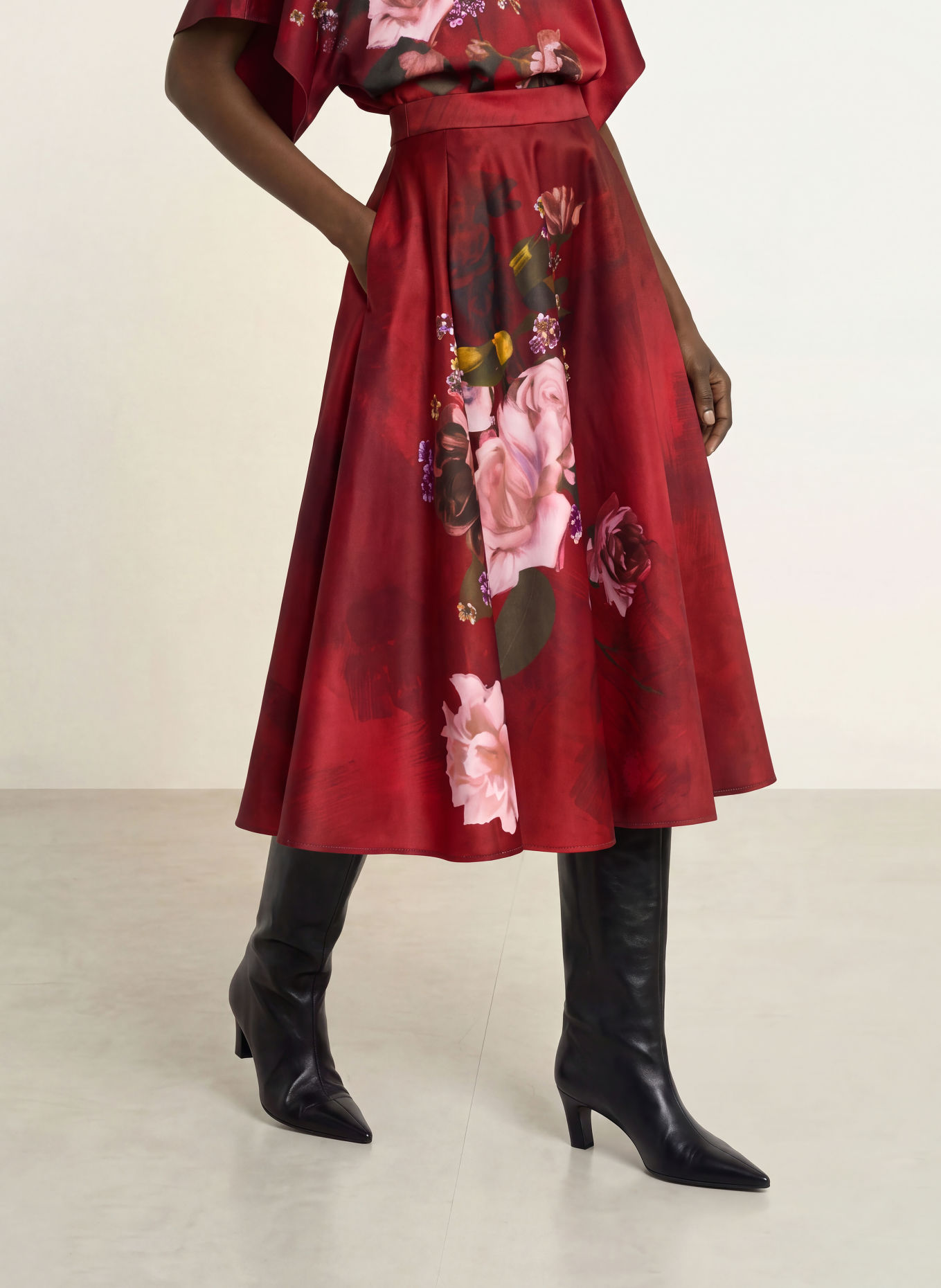 TED BAKER SIMIIA Skirt: RED / PURPLE / DARK YELLOW