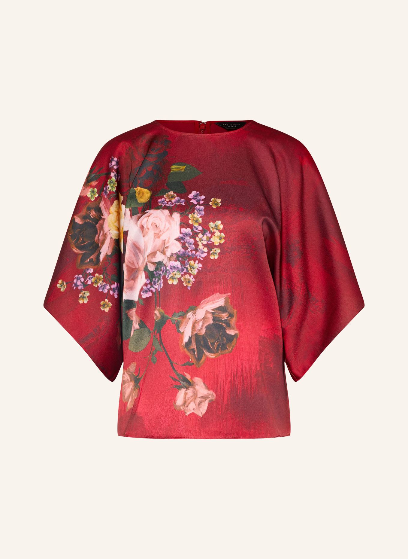TED BAKER OTILEE Satin Shirt blouse: RED / LIGHT YELLOW / GREEN