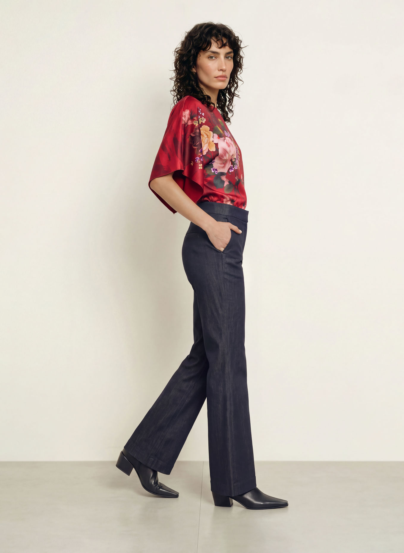TED BAKER OTILEE Satin Shirt blouse: RED / LIGHT YELLOW / GREEN