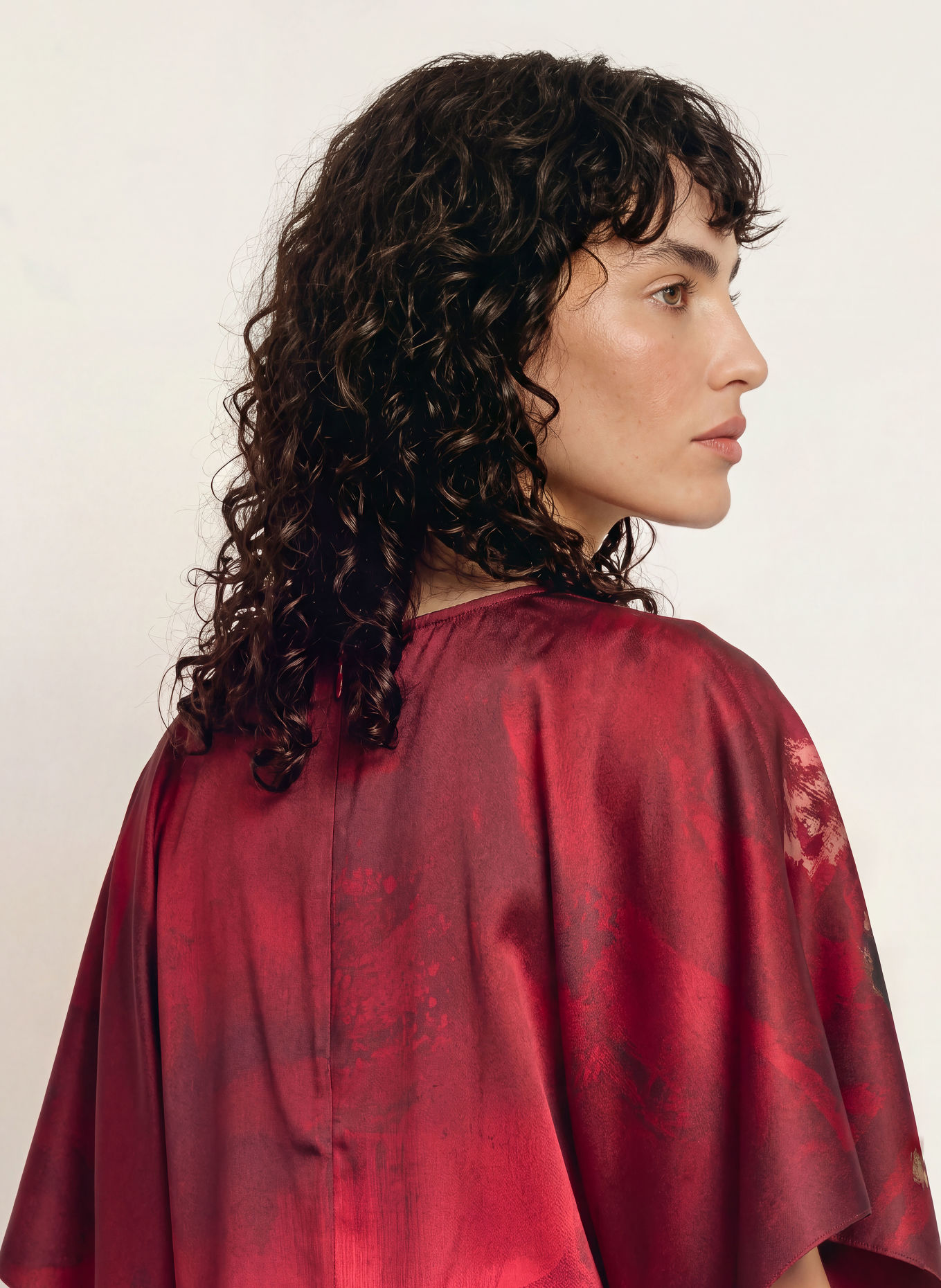 TED BAKER OTILEE Satin Shirt blouse: RED / LIGHT YELLOW / GREEN