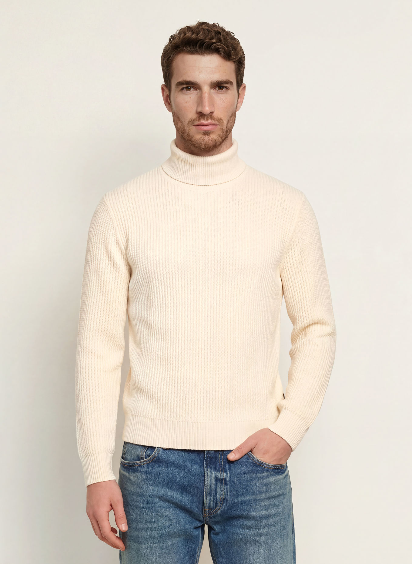 BOSS FIOCCOLO Turtleneck sweater: ECRU