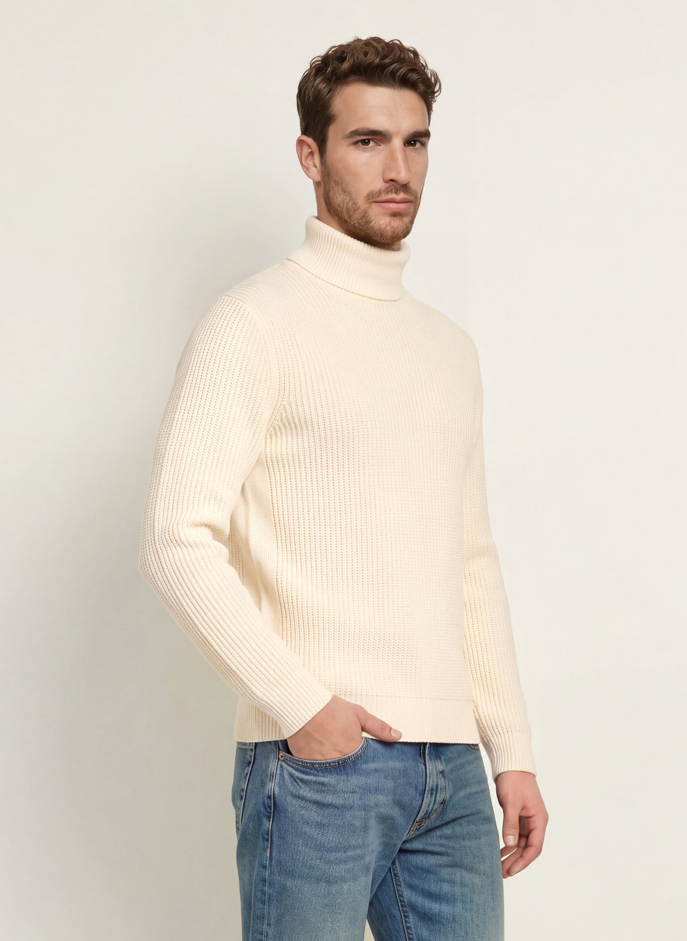 BOSS FIOCCOLO Turtleneck sweater: ECRU