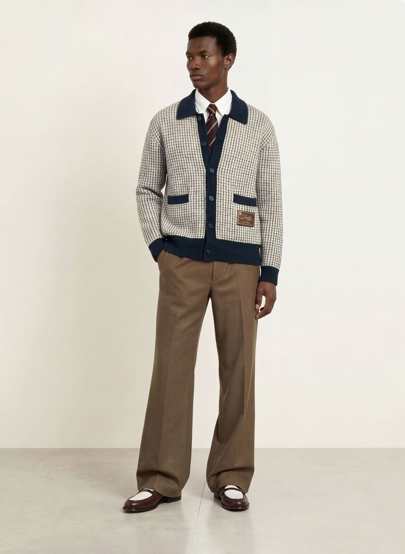 DRÔLE DE MONSIEUR Cardigan: DARK BLUE / LIGHT GRAY