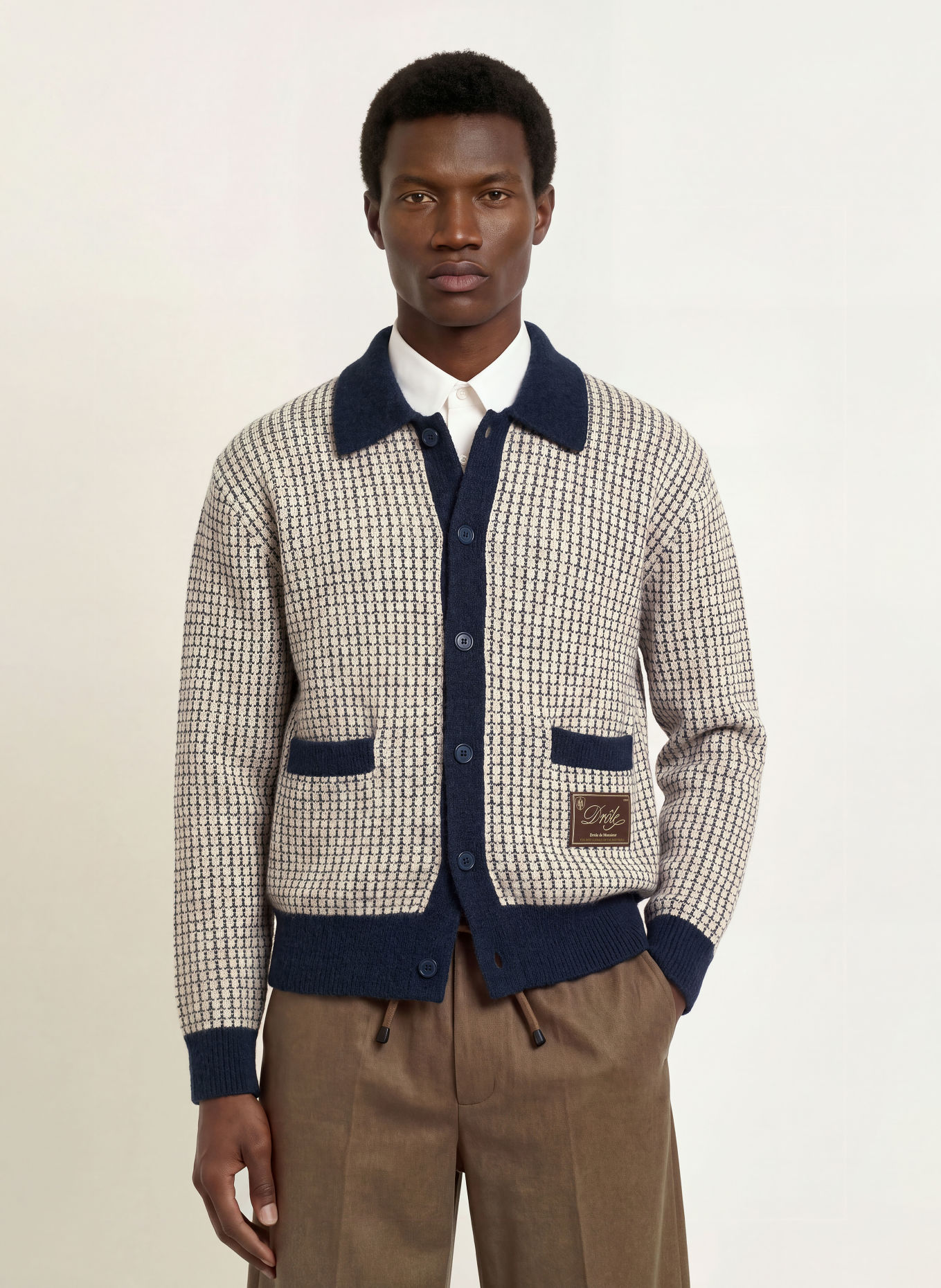 DRÔLE DE MONSIEUR Cardigan: DARK BLUE / LIGHT GRAY