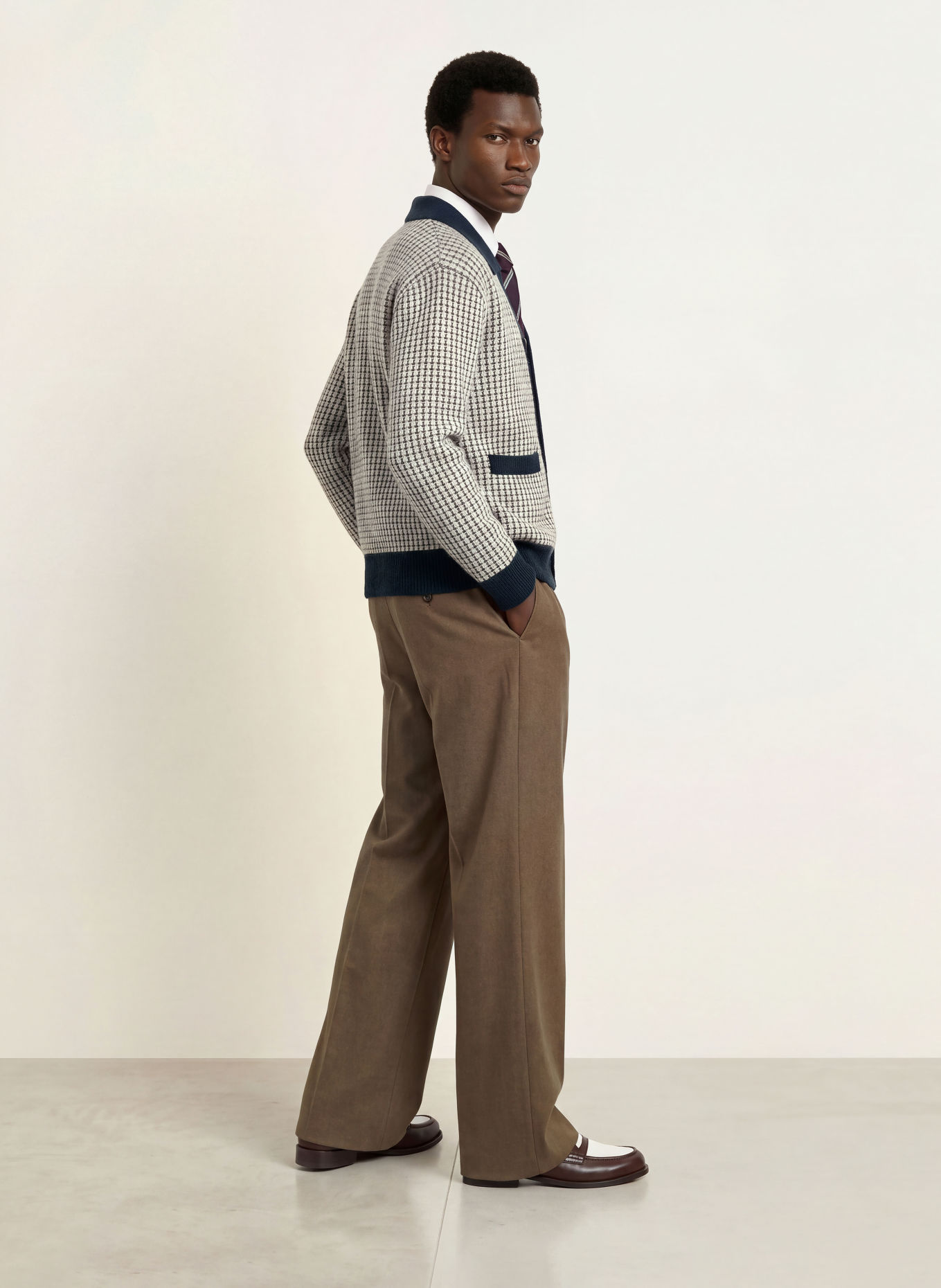 DRÔLE DE MONSIEUR Cardigan: DARK BLUE / LIGHT GRAY