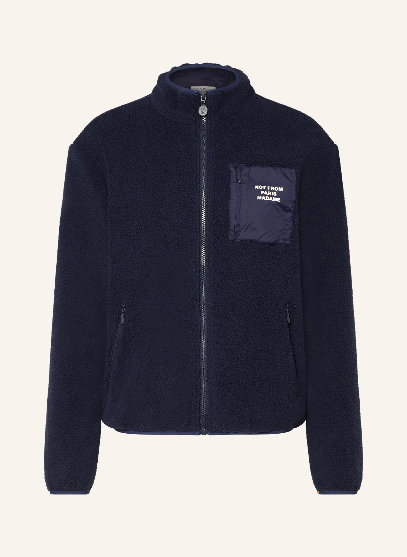 DRÔLE DE MONSIEUR Teddy Fur Half-zip sweater: DARK BLUE