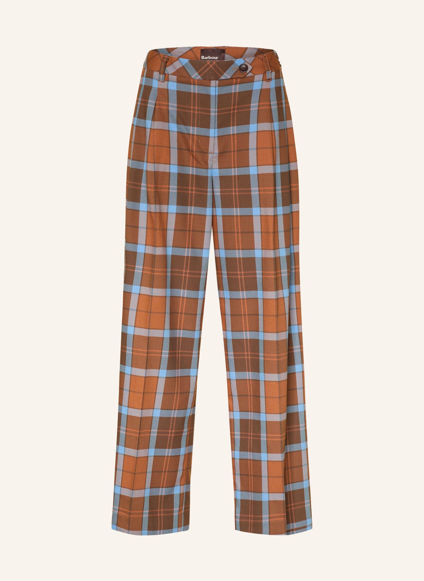 Barbour ALLAMANDA Wide-leg trousers: BROWN / DARK BROWN / LIGHT BLUE