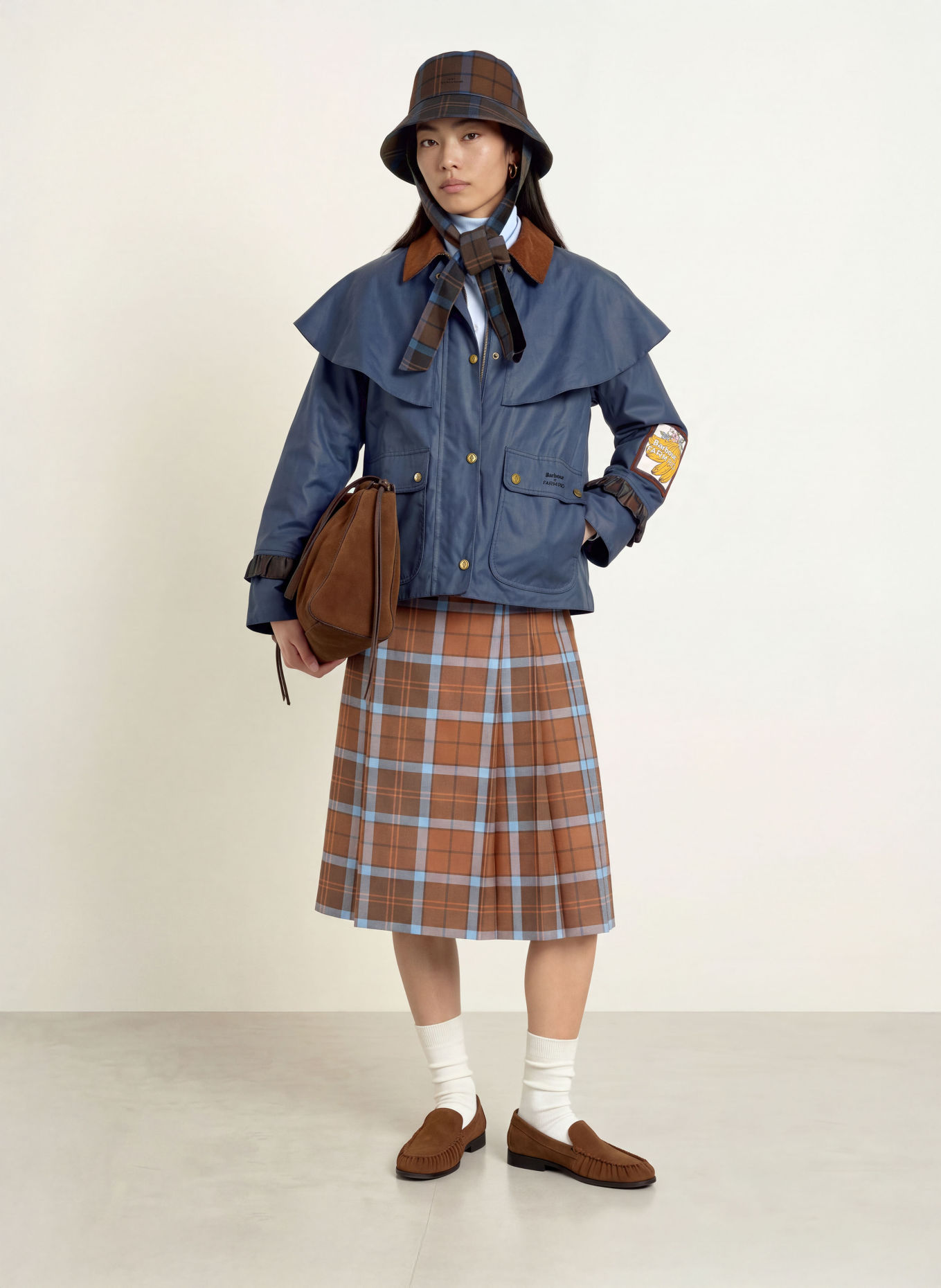 Barbour VENOSA Jacket: BLUE / BROWN / YELLOW