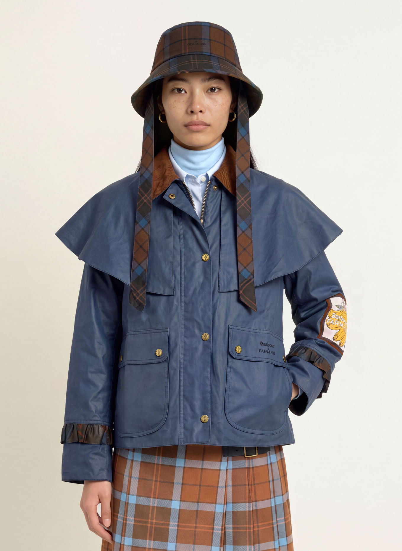 Barbour VENOSA Jacket: BLUE / BROWN / YELLOW