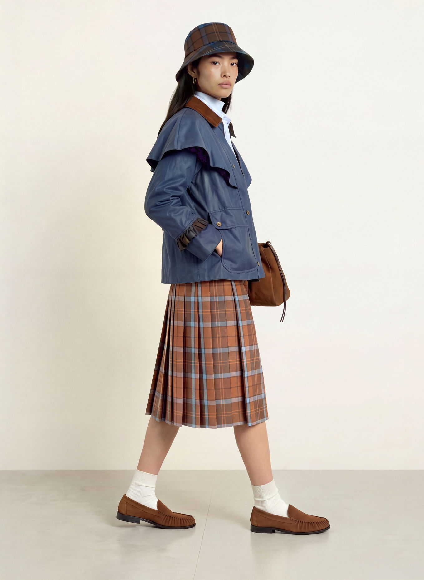Barbour VENOSA Jacket: BLUE / BROWN / YELLOW