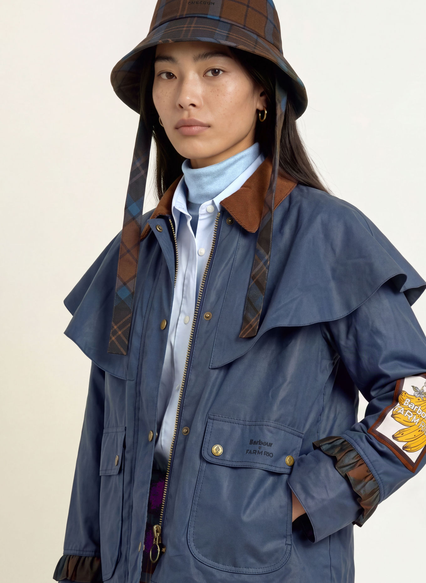 Barbour VENOSA Jacket: BLUE / BROWN / YELLOW