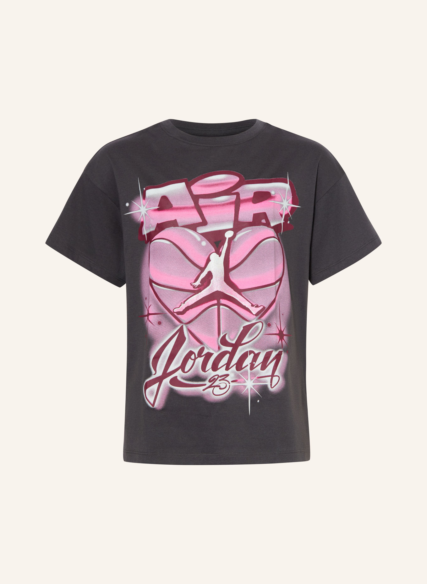 JORDAN T-shirt: DONKERGRIJS / ROZE
