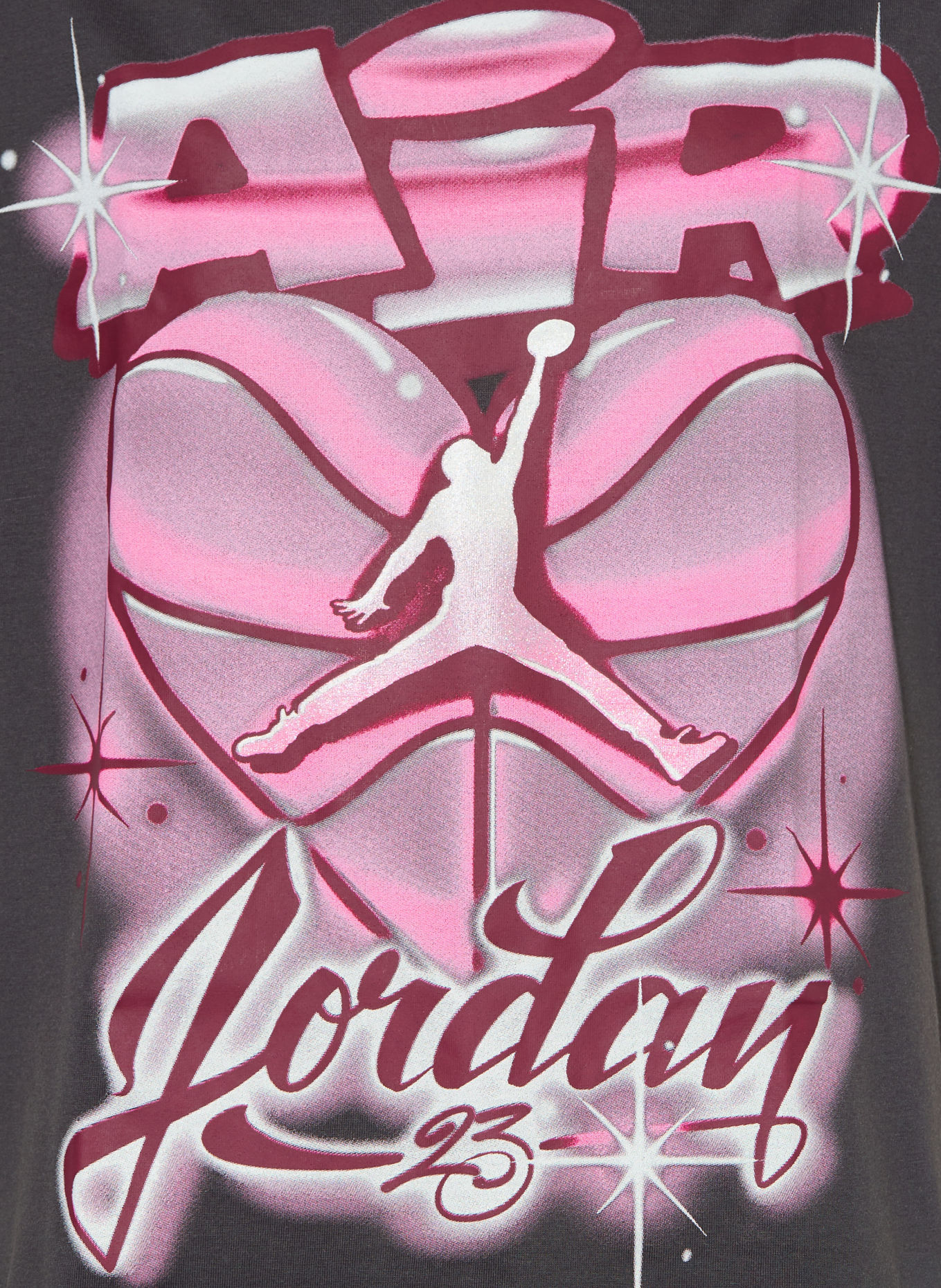 JORDAN T-shirt: DONKERGRIJS / ROZE