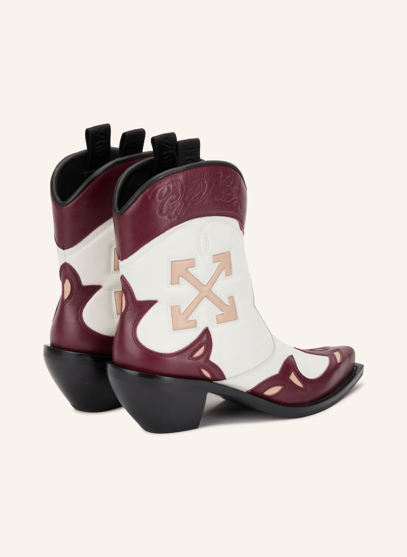 Off-White Cowboy Boots SANTIAGO: WEISS / DUNKELROT / HELLORANGE