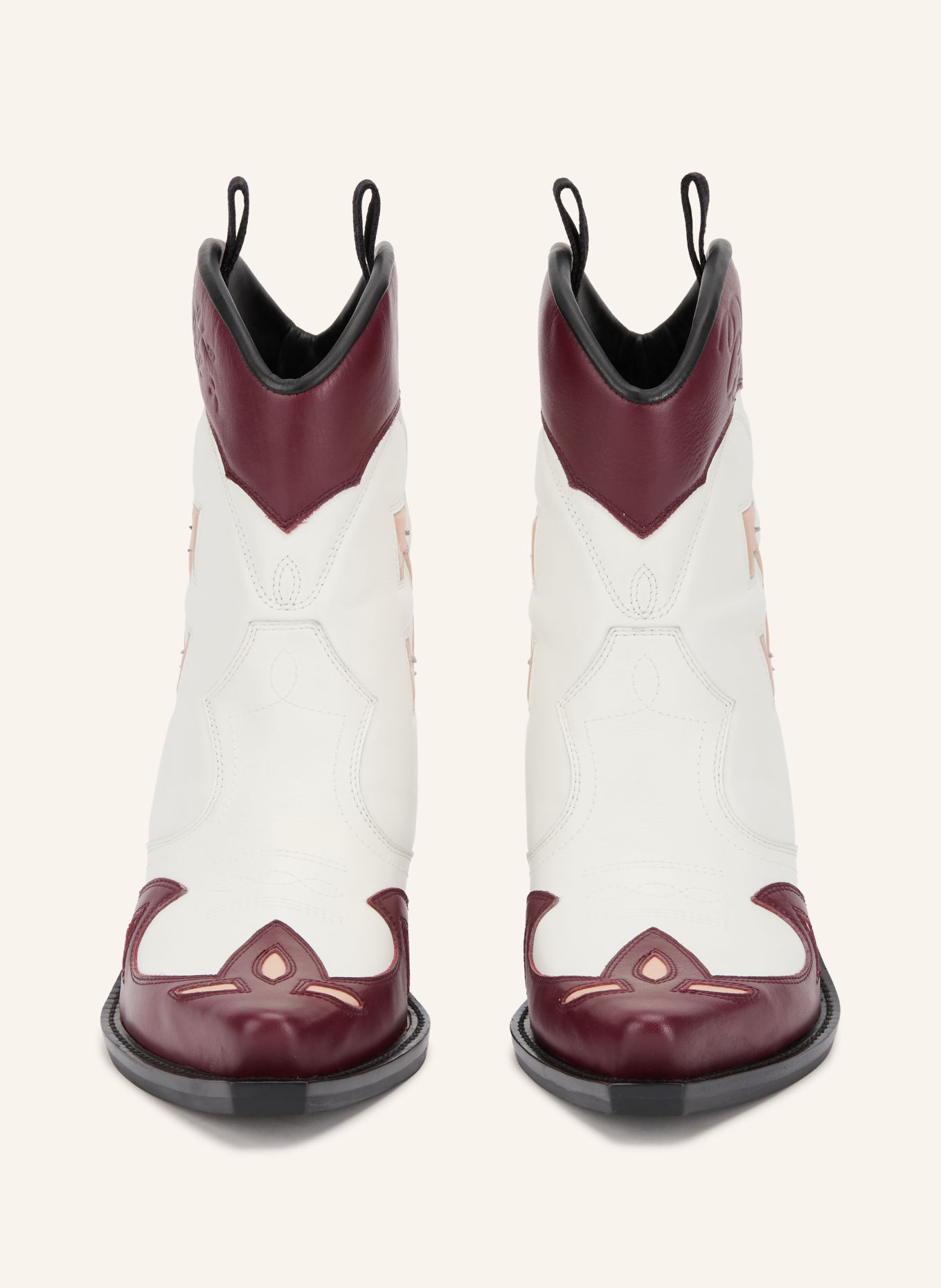Off-White Cowboy Boots SANTIAGO: WEISS / DUNKELROT / HELLORANGE