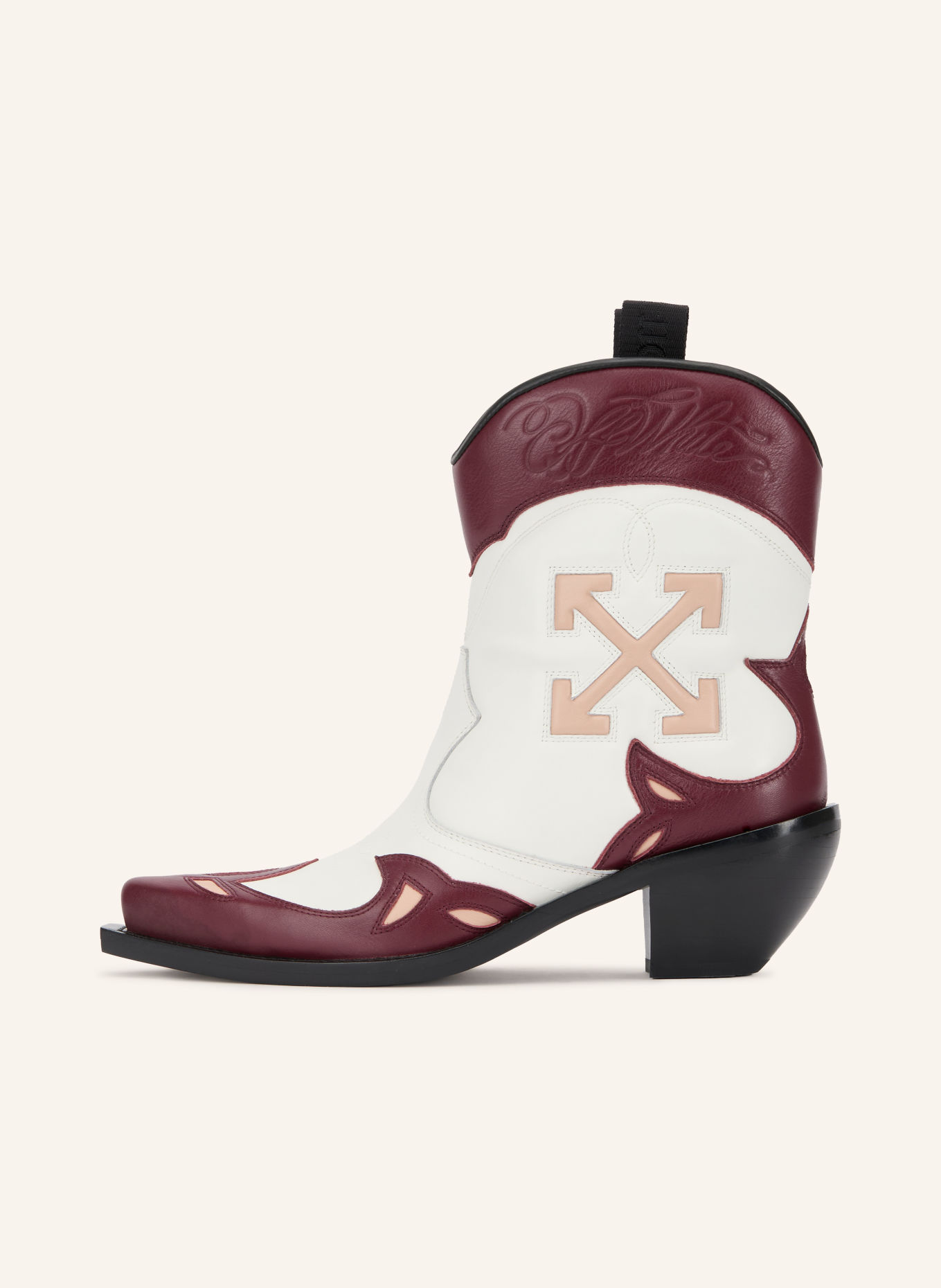 Off-White Cowboy Boots SANTIAGO: WEISS / DUNKELROT / HELLORANGE