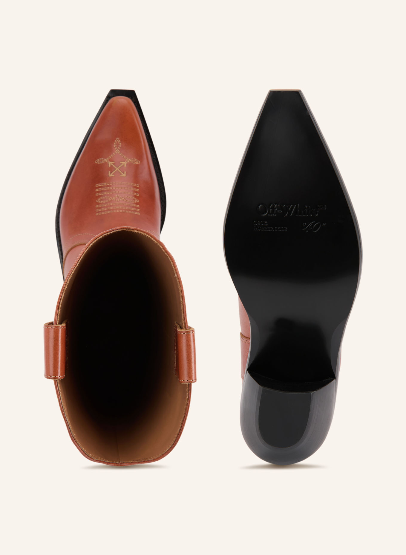 Off-White Cowboy Boots SANTIAG: COGNAC