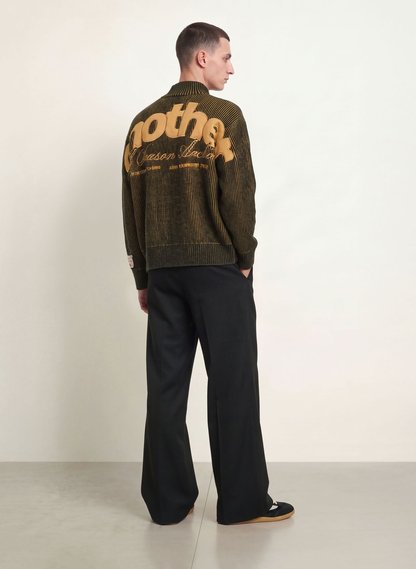 another COTTON LAB Cardigan: BLACK / CAMEL