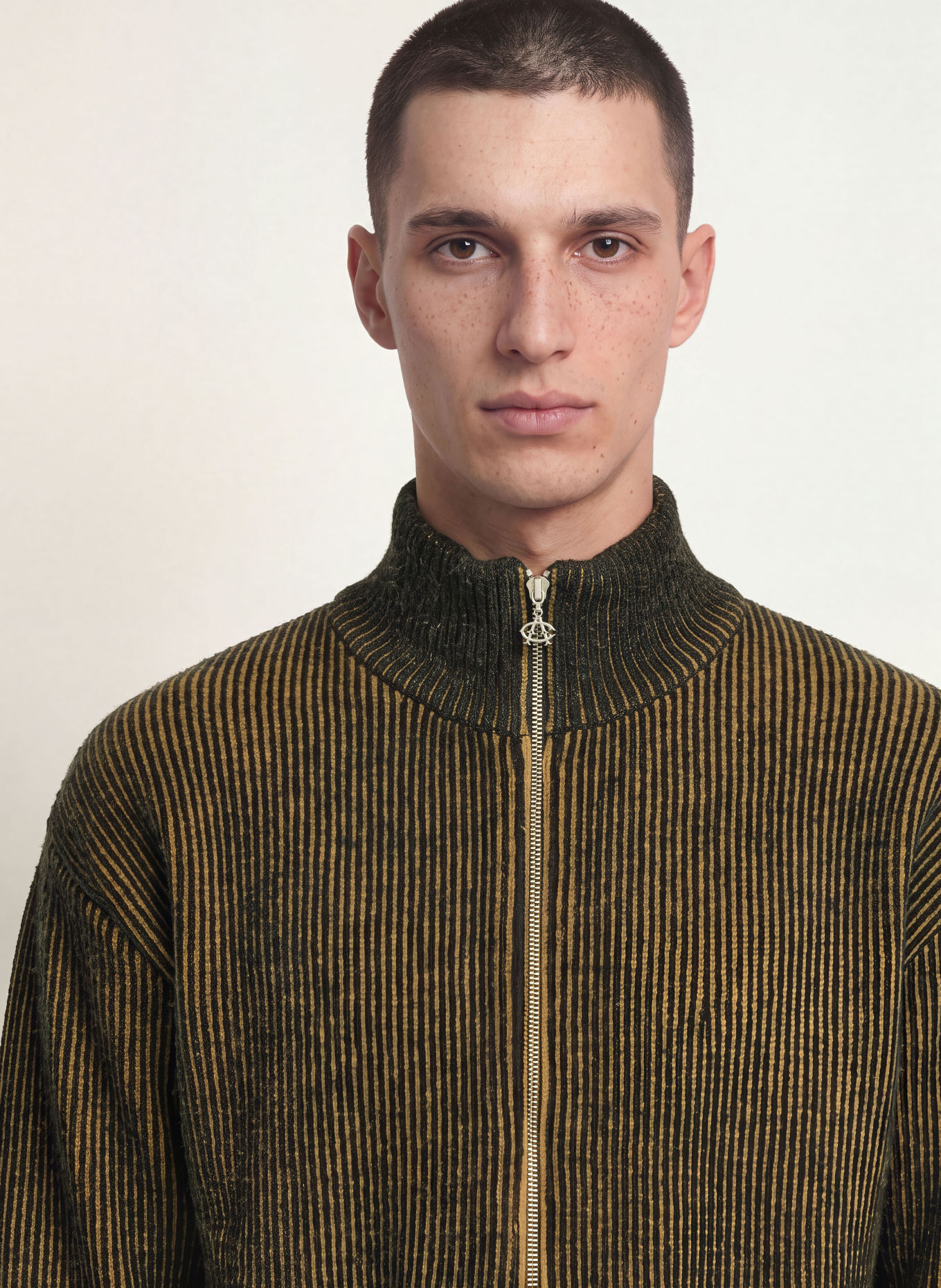 another COTTON LAB Cardigan: BLACK / CAMEL