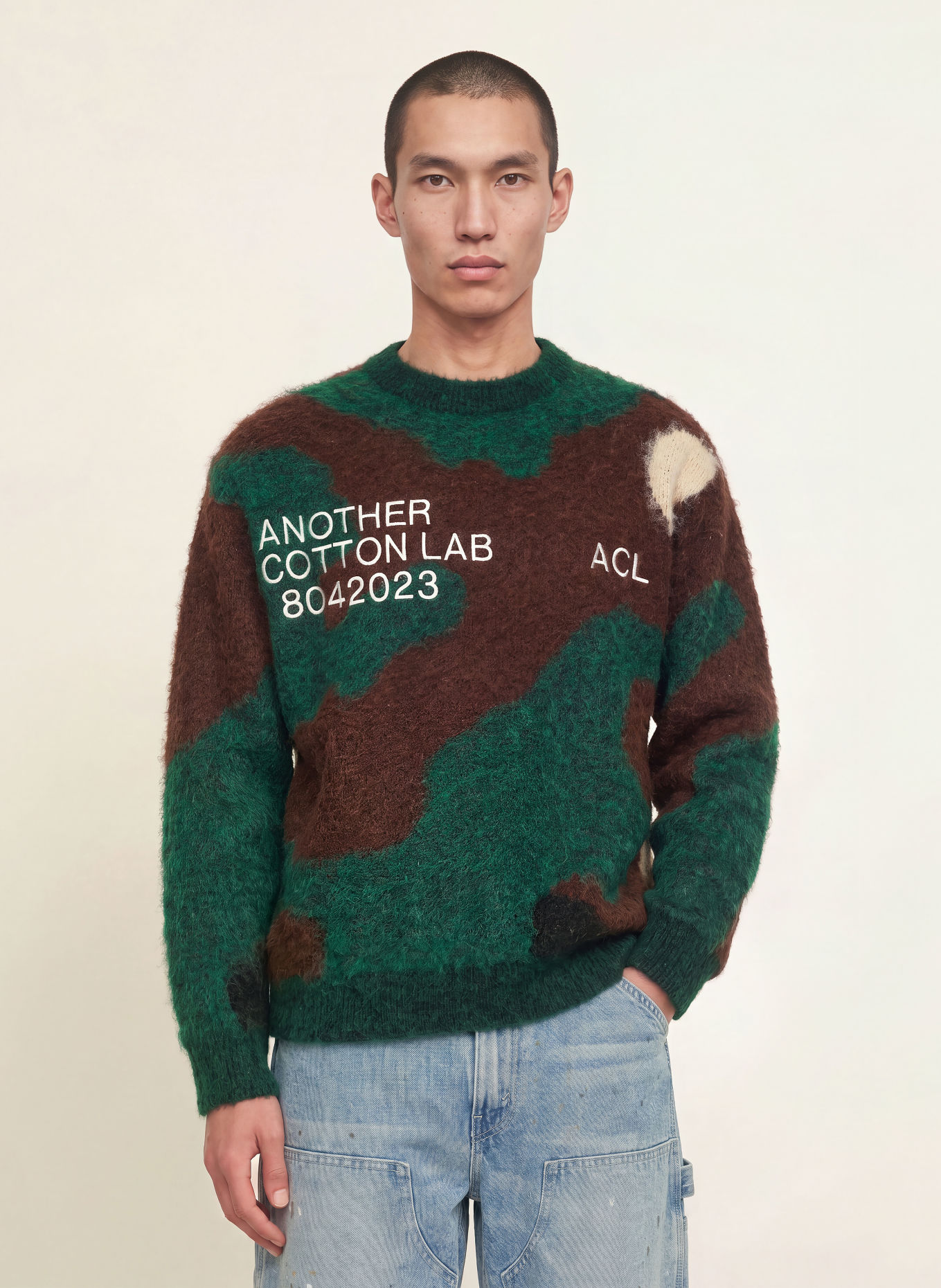 another COTTON LAB Sweater: DARK BROWN / DARK GREEN / WHITE