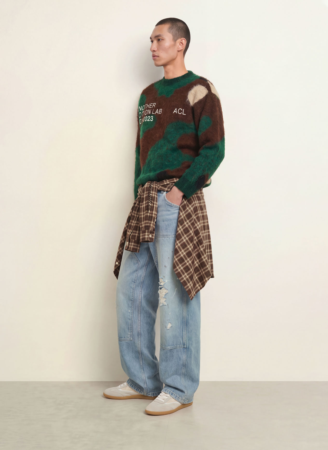 another COTTON LAB Sweater: DARK BROWN / DARK GREEN / WHITE