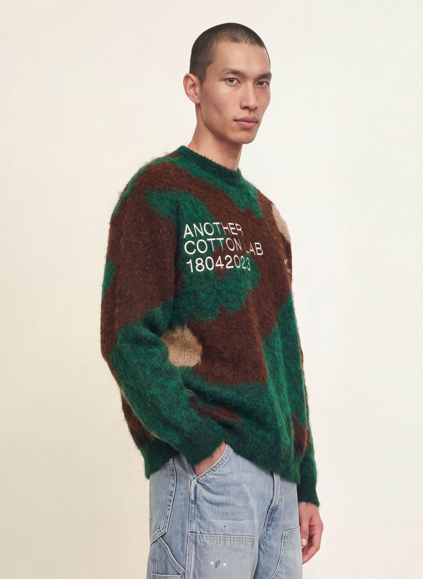another COTTON LAB Sweater: DARK BROWN / DARK GREEN / WHITE