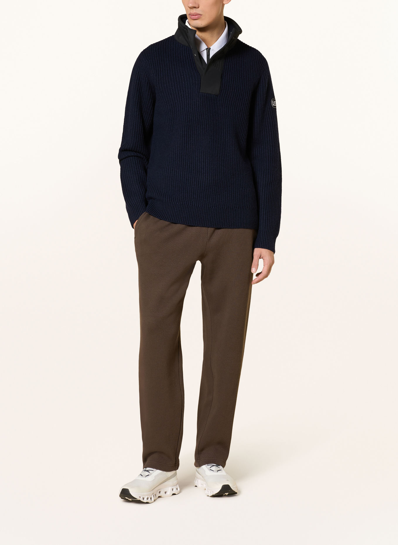 EA7 EMPORIO ARMANI Half-zip sweater: BLACK / DARK BLUE