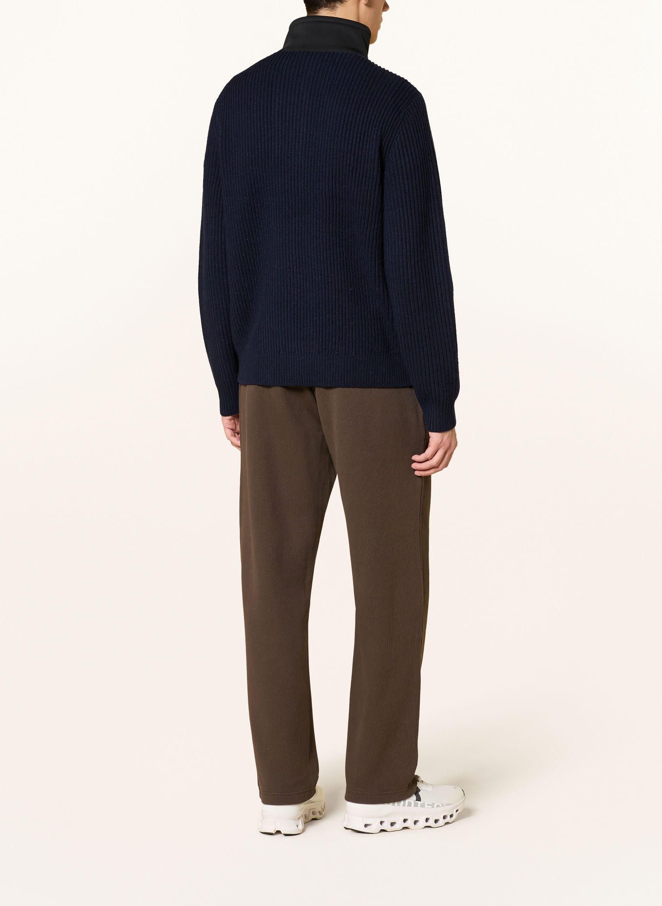 EA7 EMPORIO ARMANI Half-zip sweater: BLACK / DARK BLUE