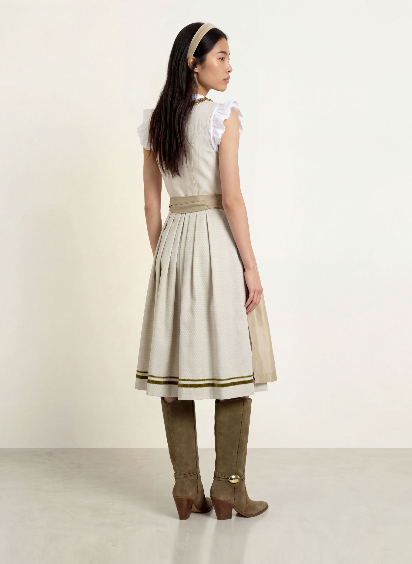 KRÜGER Dirndl MARIBEL: BEIGE / HELLGRÜN