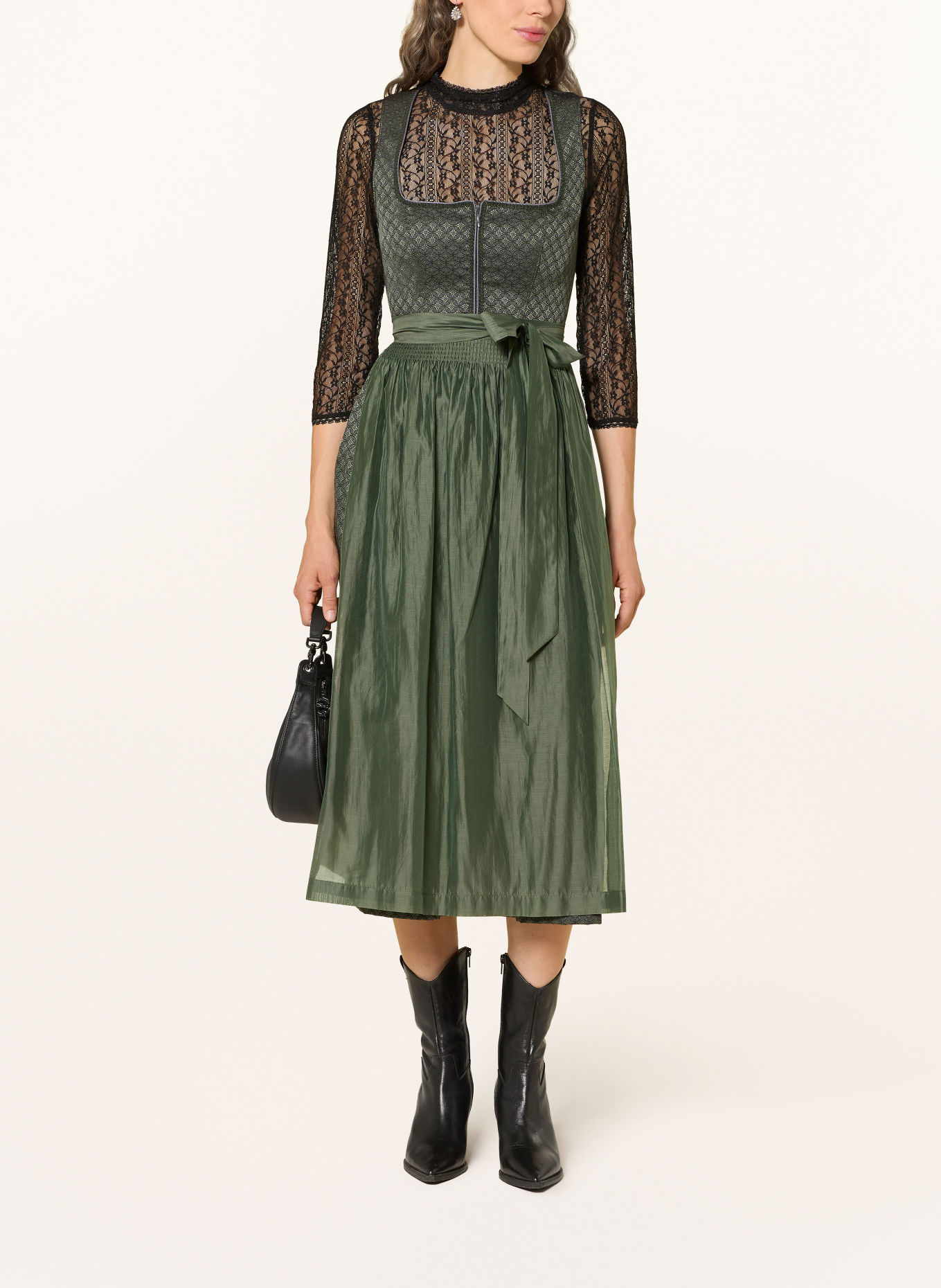 KRÜGER Dirndlblouse CALAH van kant met 3/4-mouwen: ZWART