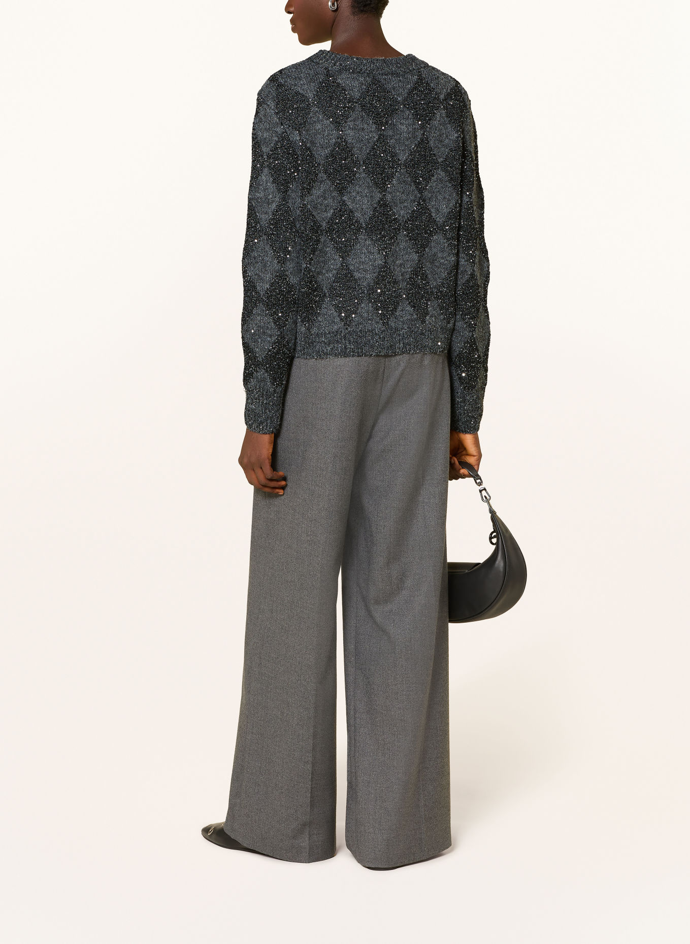 Oui Sequin Sweater: DARK GRAY