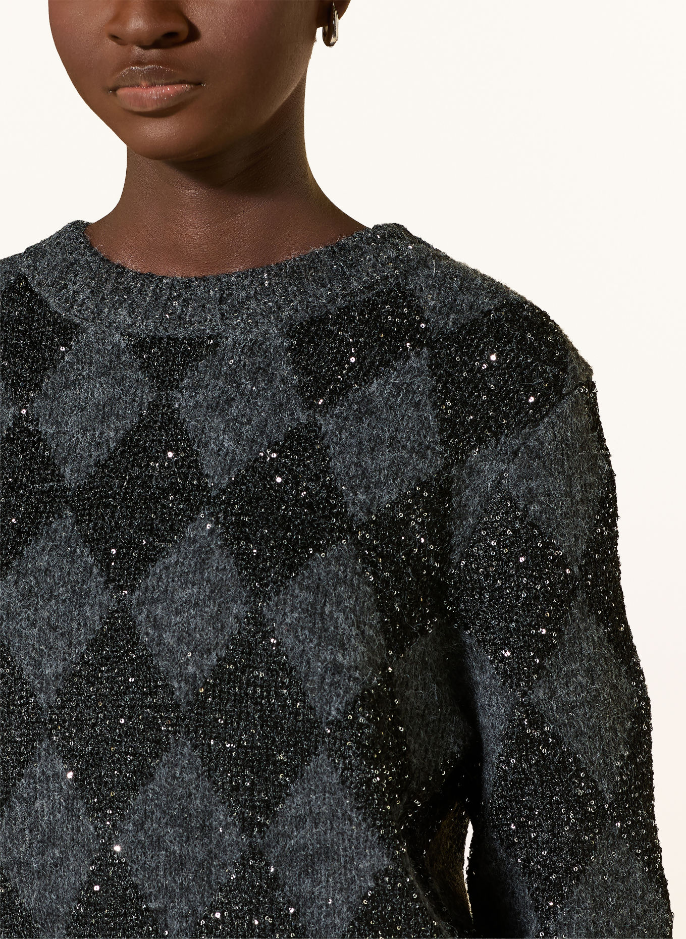 Oui Sequin Sweater: DARK GRAY