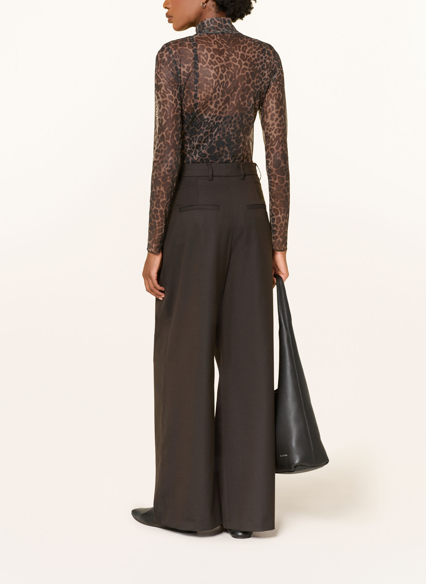 Oui Long-sleeve shirt: BROWN / BLACK