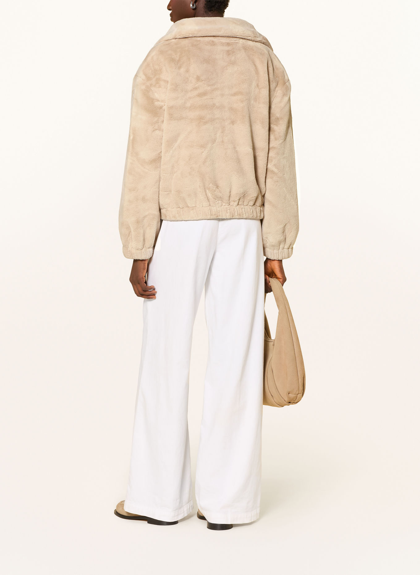 Oui Faux Fur Jacket: BEIGE