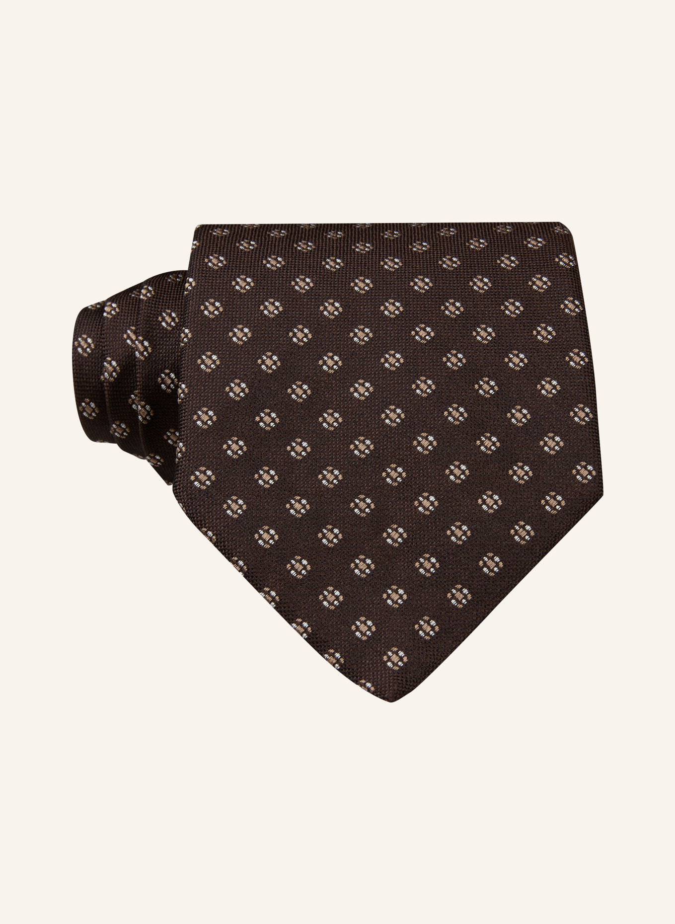 BOSS Tie: DARK BROWN / LIGHT BROWN / WHITE