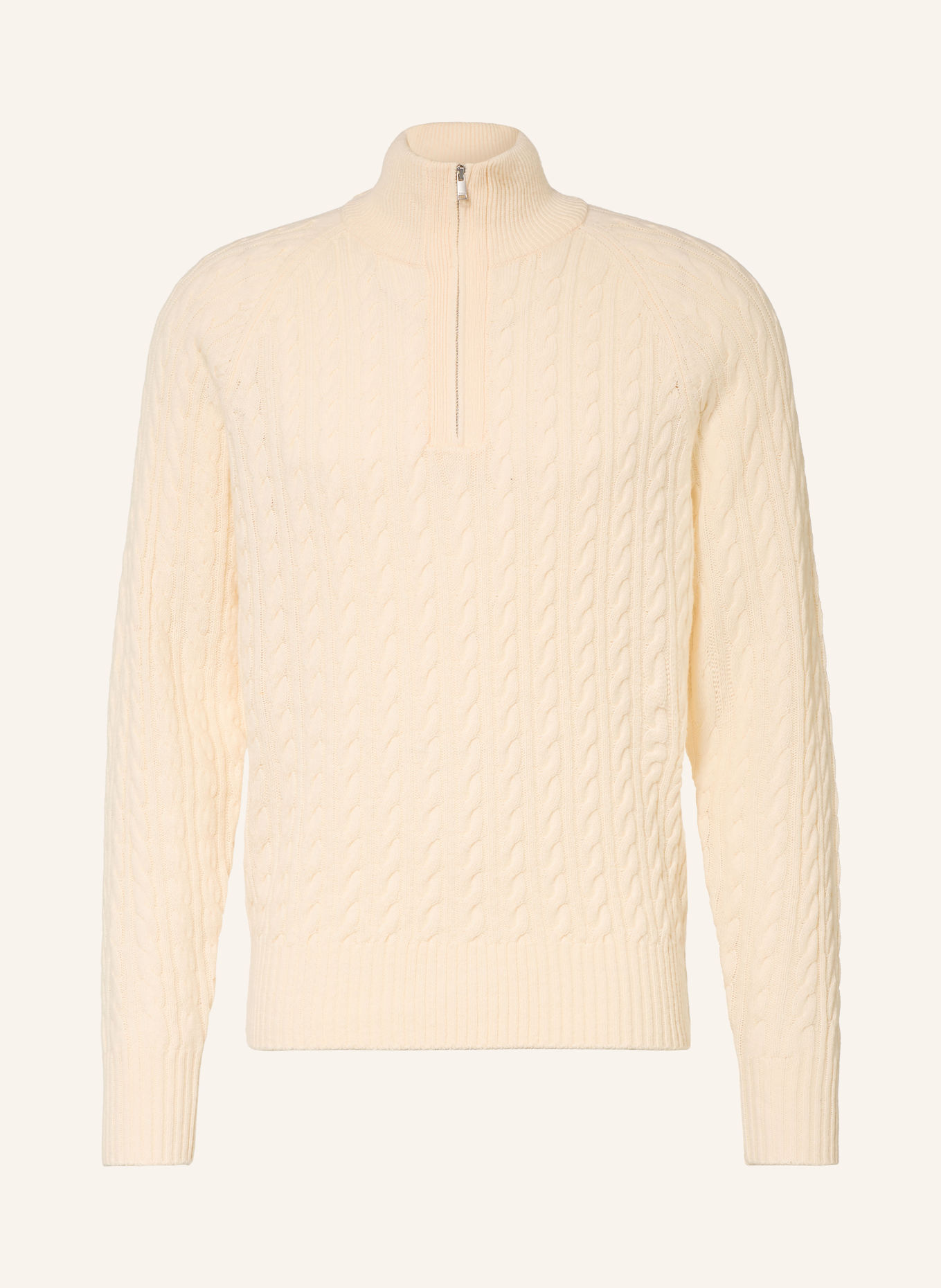 BOSS Sweter typu troyer FURORE: ECRU
