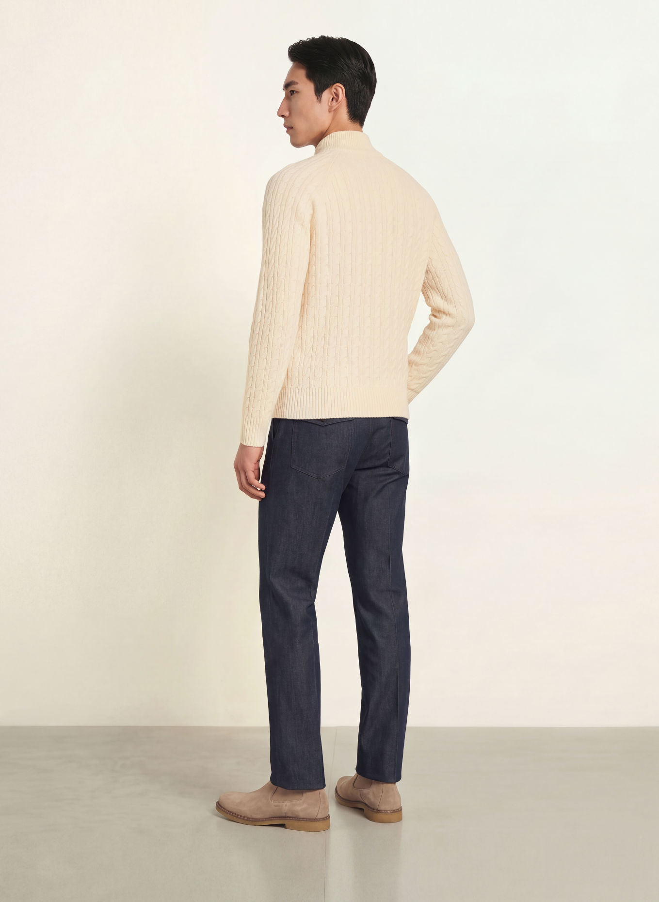 BOSS Sweter typu troyer FURORE: ECRU