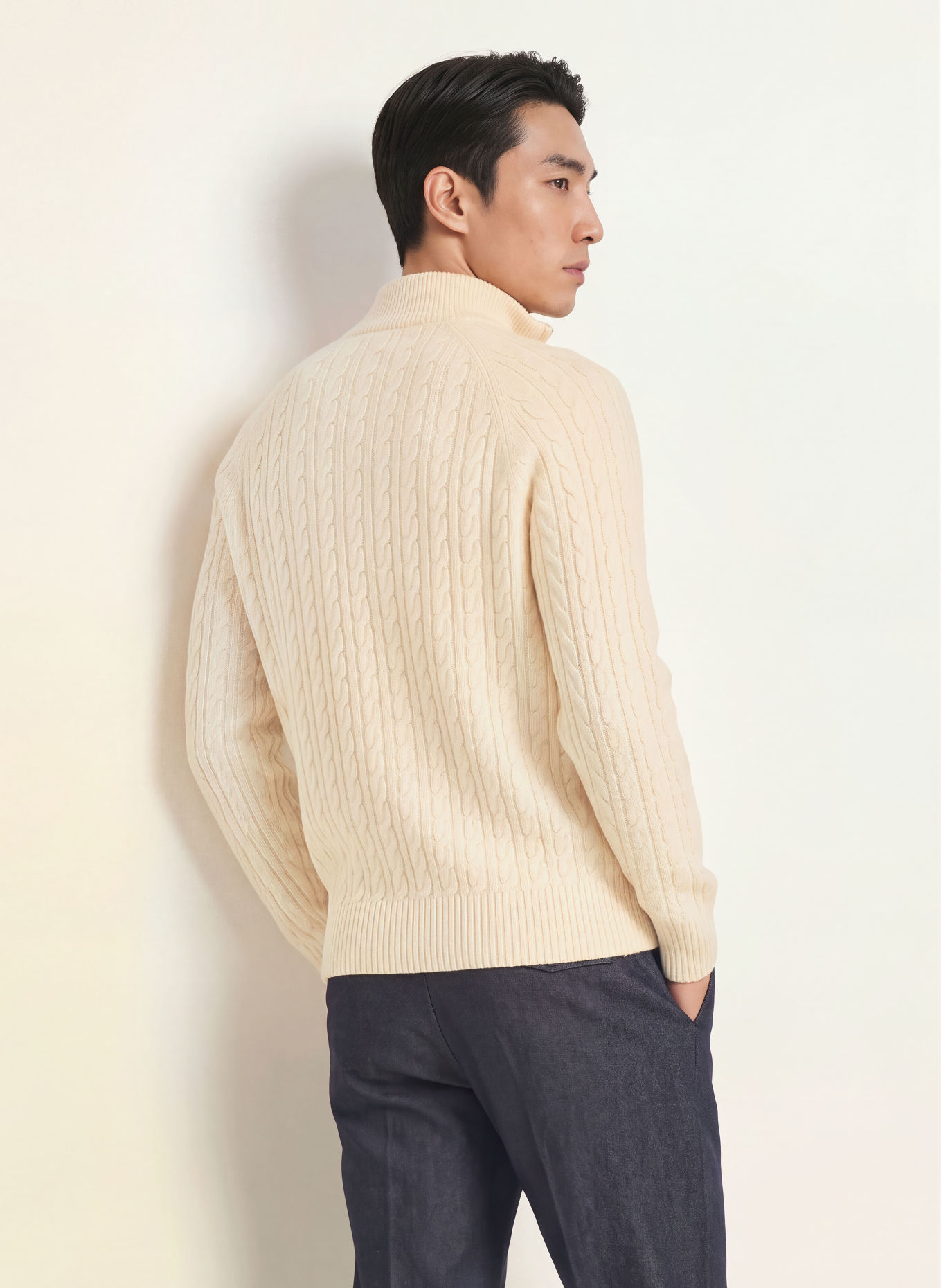 BOSS Sweter typu troyer FURORE: ECRU