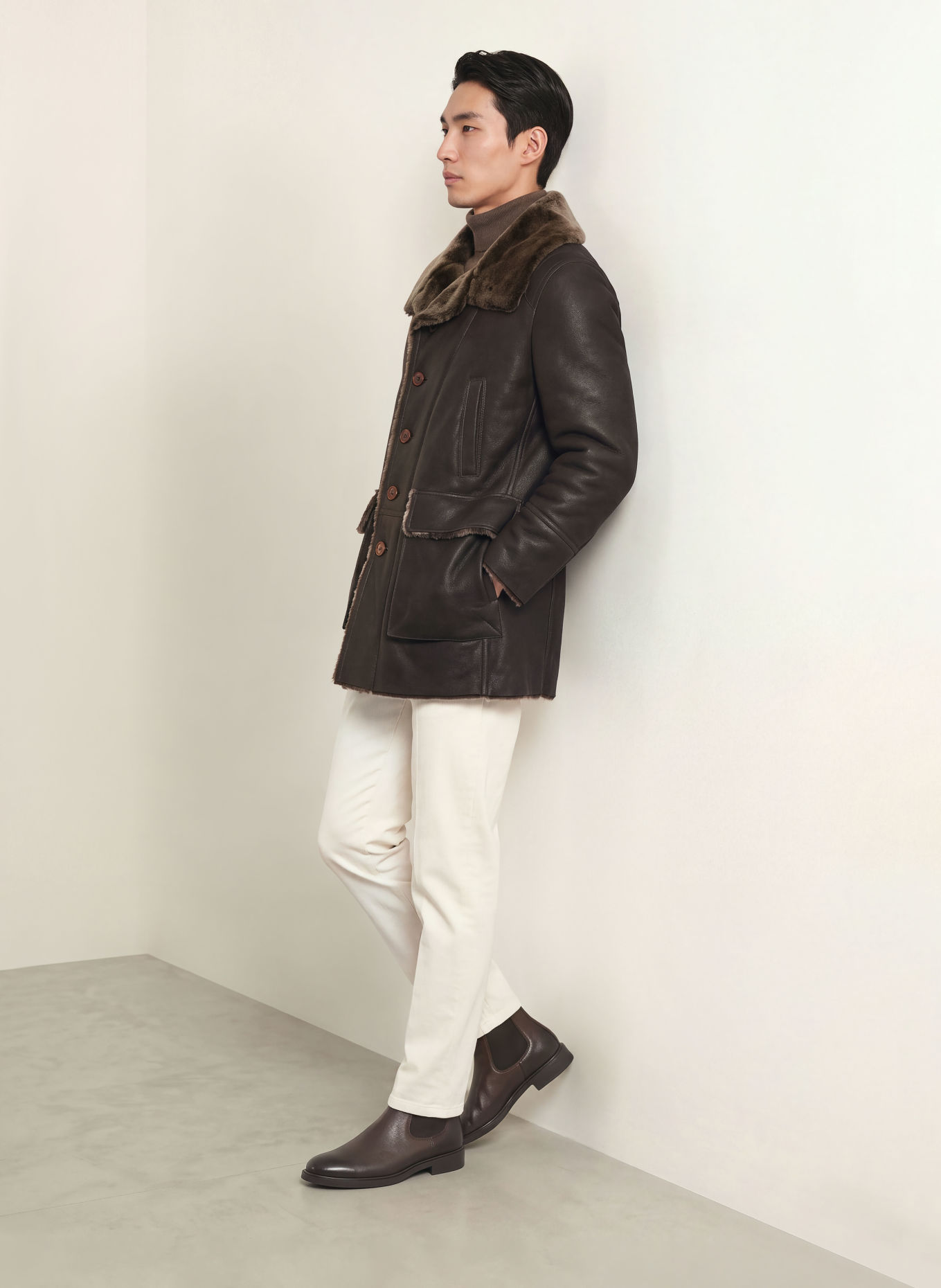 MEINDL ARIZONA Leather Coat: DARK BROWN