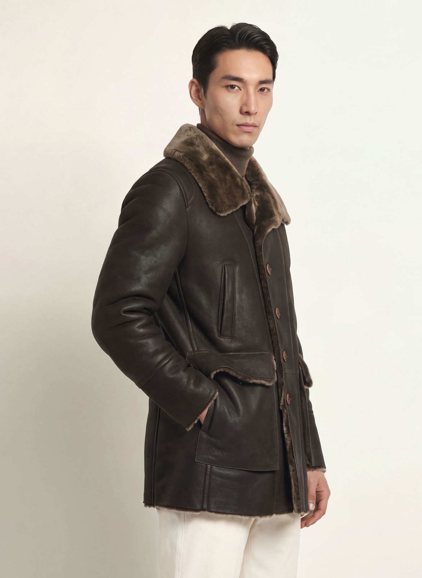 MEINDL ARIZONA Leather Coat: DARK BROWN